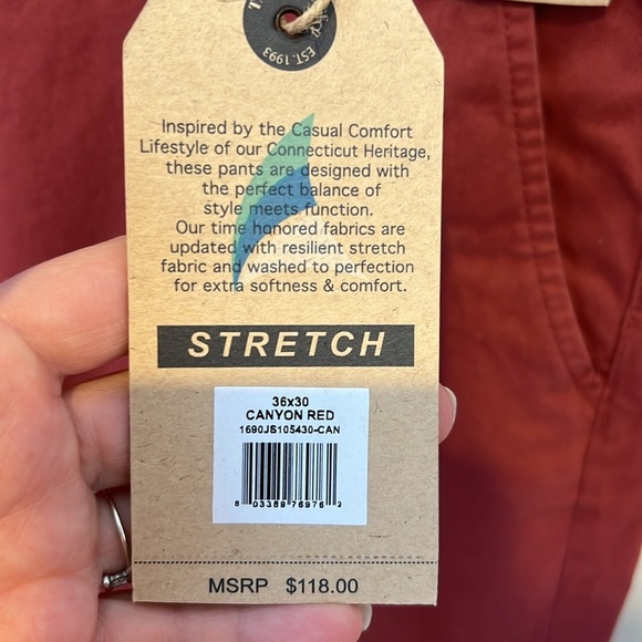 Tailor Vintage Airotec Cotton Canvas Chino Slim Fit Stretch Red Mens 36x30 NEW - Picture 7 of 16